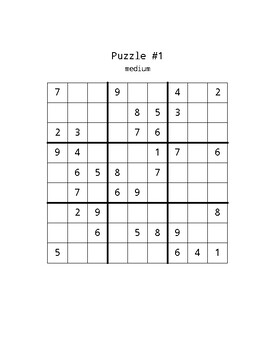Preview of 200 Sudoku with solution medium 1