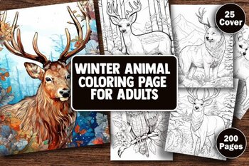Preview of 200 Winter Animal Coloring Page Adults