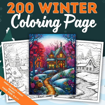Preview of 200 Winter Coloring Page for Adults, Winter Activities, Winter Fun!