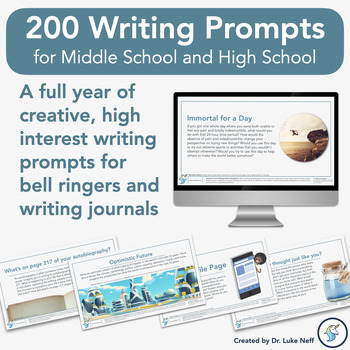 Preview of 200 Writing Prompts for Middle School and High School