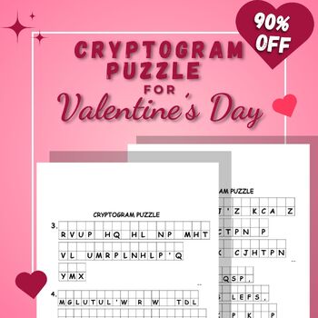 Preview of 200 cryptogram puzzle for valentine's day