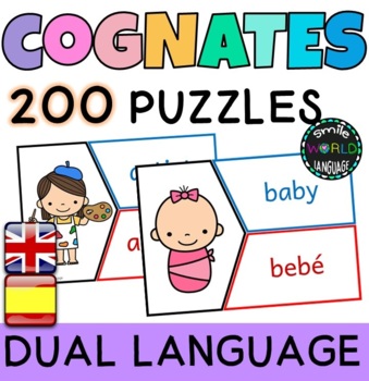 Preview of 200 puzzles Cognates Cognados English Spanish inglés español game fun