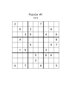 Preview of 200 sudoku with solution Hard 1