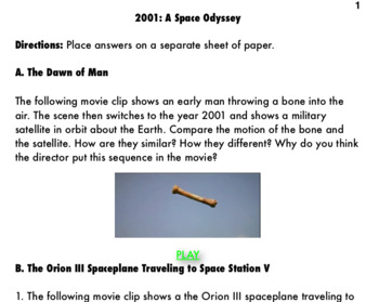 Preview of 2001: A Space Odyssey Film Worksheet