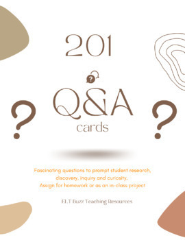 Preview of 201 Question Cards.  Research. Gifted. Curiosity. Prompts. Inquiry. Workbook.