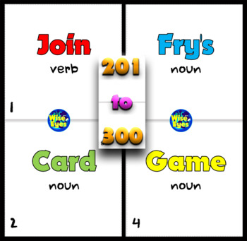 Preview of 201 to 300 Fry's/Sight Words ~ Card Game ~ 50 Cards + 10 + Board