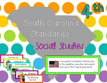 Preview of 2011 South Carolina Social Studies Standards for Fourth Grade I Can Statements