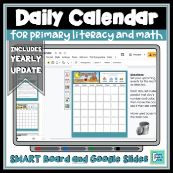Preview of Interactive Digital Calendar Math & ELA for Google & SMART - INCLUDES Updates