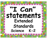 2012 C Core Extended Standards "I CAN" Statements K-2 Scie