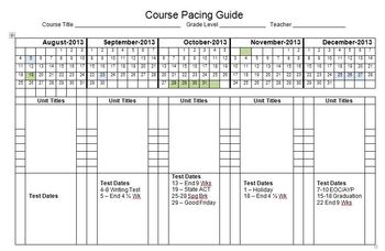 Preview of 2013-2014 Year-long Pacing Guide with Planning Space FREEBIE!