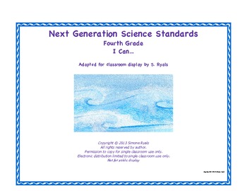 4th Fourth Grade I Can Printable Next Generation Science Standards NGSS