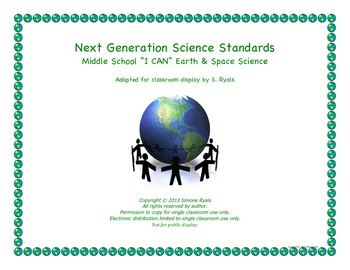 Preview of Middle School I CAN Next Generation EARTH SPACE Science Standards NGSS Posters