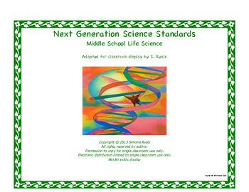 Preview of Middle School MS Printable Next Generation LIFE Science Standards NGSS Posters