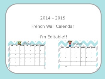 Preview of 2014-2015 French Wall Calendar