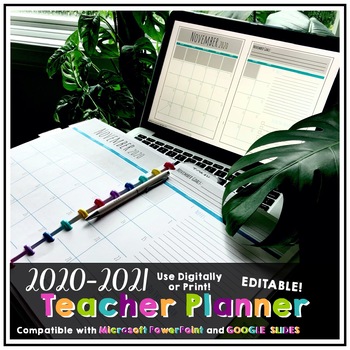 Preview of 2020-2021 EDITABLE Colorful Teacher Planner