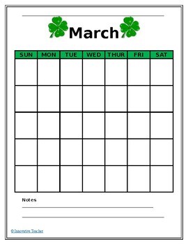 Editable Blank Calendar FREEBIE by Innovative Teacher | TpT