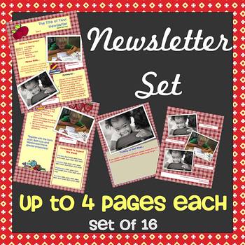 Preview of NEW Newsletter Set - NEW FORMAT - 1 to 4 Pages Each - WORD