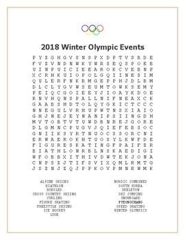 2018 winter olympics word search teaching resources tpt