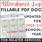 Speech Therapy Fillable Attendance Sheet Tracker- Updates Yearly