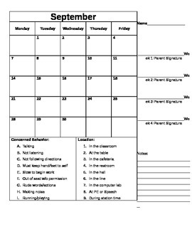 2015-2016 EDITABLE Behavior Chart by KHolt | TPT