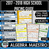2017 - 2018 High School Math Common Core Pacing Guide