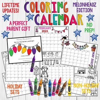 Preview of Holiday, Christmas Gift for Parents. Coloring Calendar. Easy, Fun, and Cute!
