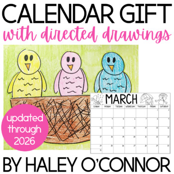 Preview of Family Calendar Parent Gift With Directed Drawings {2018-2021}