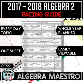 Preview of 2017-2018 Algebra 2 Pacing Guide