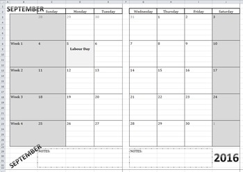 Preview of 2016-2017 Calendar-At-A-Glance Template BUNDLE (Monthly, Weekly & Daily)