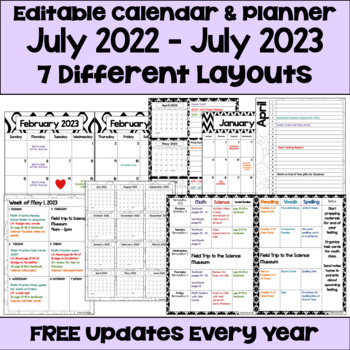 2020 2021 Calendar Printable And Editable With Free Updates In