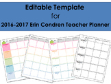 2016-2017 Editable Template for use with Erin Condren Teac