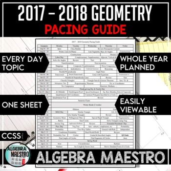 Preview of 2017-2018 Geometry Pacing Guide