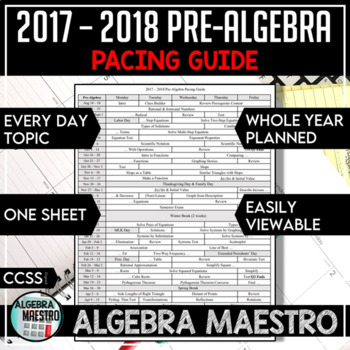 Preview of 2017-2018 Pre-Algebra Pacing Guide