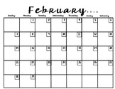 2016 Black and White Simple Binder Calendar