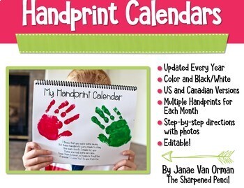 Preview of Handprint Calendar with Poems - Editable!