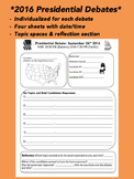 2016 Presidential Debate Forms with Dates (four sheets) BUNDLE