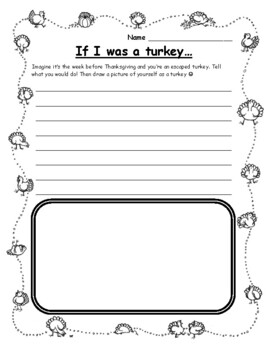 Thanksgiving Activities If I Was a Turkey Thanksgiving Writing Prompt