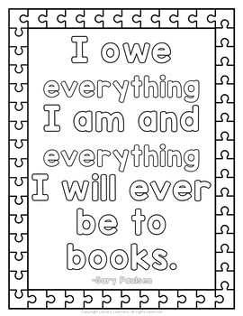 printable reading quotes to color by library learners by cari white