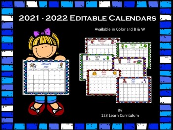 Preview of 2021 - 2022 Calendar Templates