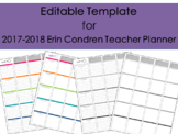 2017-2018 Editable Template to use with Erin Condren Teach
