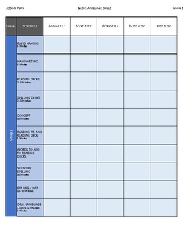 Preview of 17-18 Multi-Group Lesson Plan Template for Neuhaus Basic Language Skills Book 1