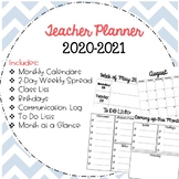 Teacher Planner 2-Page Spread/ Binder / Calendar 2020-2021