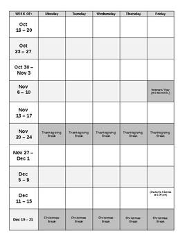 2017-2018 Blank Calendar/Pacing Guide [EDITABLE] by Science in Secondary