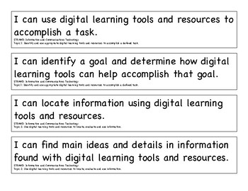 Preview of 2017 Ohio Learning Standards in Technology K - 2 I Can Statements