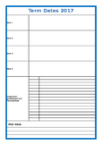 2017 School Calendar  + Term Dates Blank Editable Version