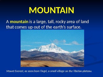 Preview of 2018 TN 3rd  LANDFORMS & BODIES OF WATER POWERPOINT