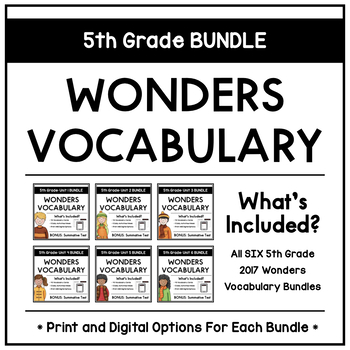 Preview of 2017 Wonders Vocabulary: Fifth Grade BUNDLE