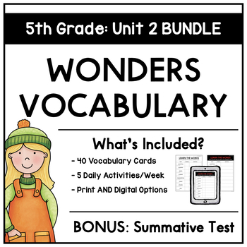 Preview of 2017 Wonders Vocabulary: Fifth Grade Unit 2 BUNDLE