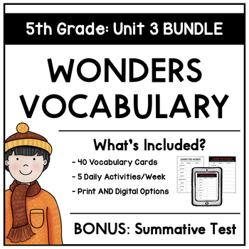 Preview of 2017 Wonders Vocabulary: Fifth Grade Unit 3 BUNDLE