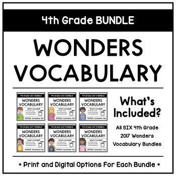 Preview of 2017 Wonders Vocabulary: Fourth Grade BUNDLE
